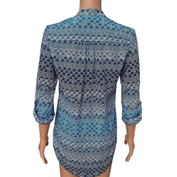 Diane Von Furstenberg Silk Tunic Top blouse Blue size 0 - Picture 3 of 8